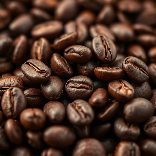A close-up of freshly roasted coffee beans, showcasing their rich color and texture.