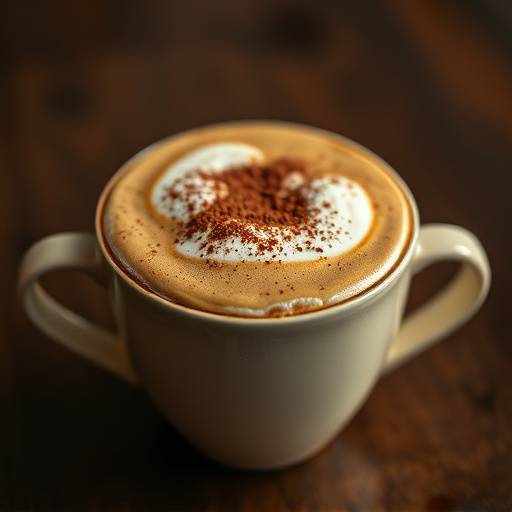 A perfectly crafted cappuccino with a thick layer of velvety foam and a dusting of cocoa powder, served in a ceramic cup. The rich aroma of coffee fills the air, creating a sensory delight.