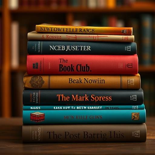 A stack of hardcover books tied together with twine, symbolizing a book club.